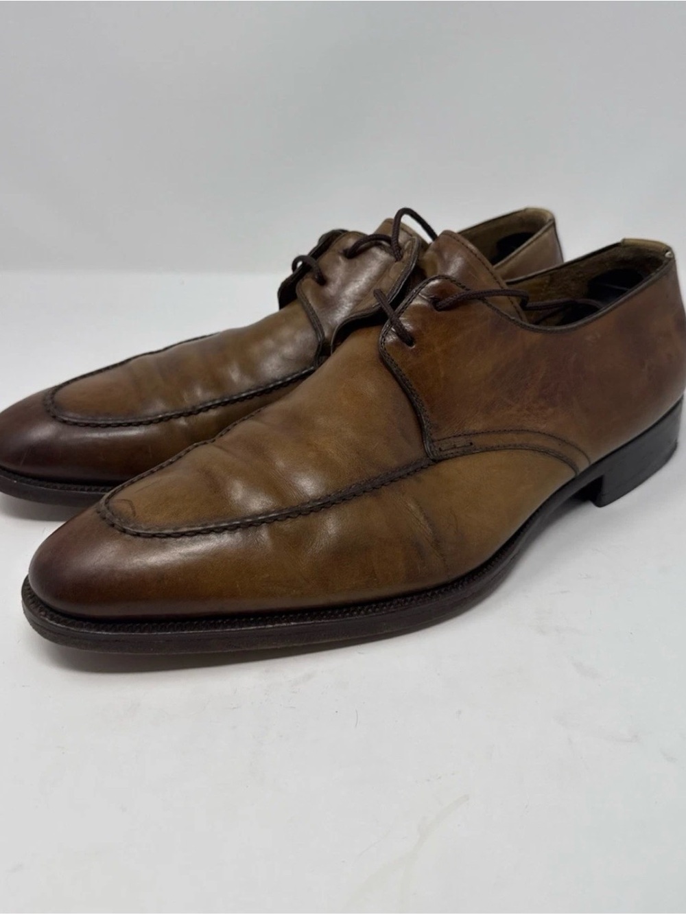 Magnanni Brown Lace-Up Derby Leather Dress Shoes 12436 Men's Size 13 M Spain
